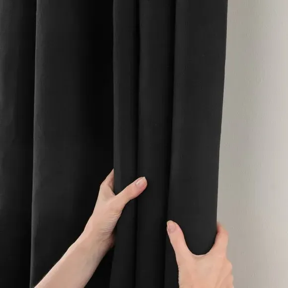 Blackout Curtains Pencil Pleat - Black, Brushed