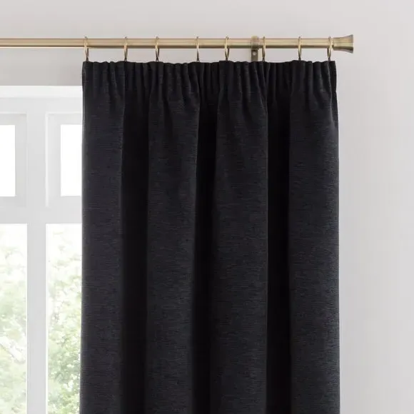 Blackout Curtains Pencil Pleat - Black, Chenille