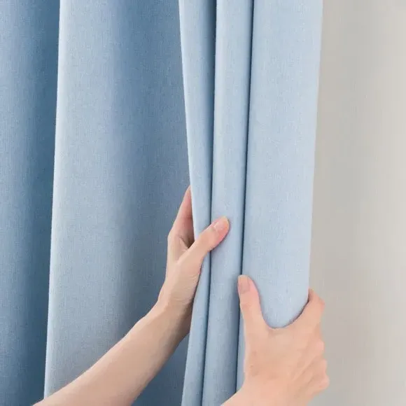 Blackout Curtains Pencil Pleat - Blue, Brushed