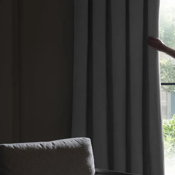 Blackout Curtains Pencil Pleat - Blue, Brushed