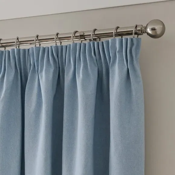 Blackout Curtains Pencil Pleat - Blue, Brushed