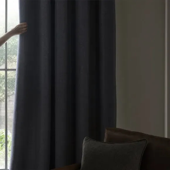 Blackout Curtains Pencil Pleat - Blue, Brushed