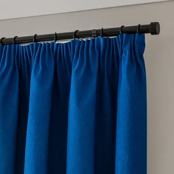 Blackout Curtains Pencil Pleat - Blue, Brushed
