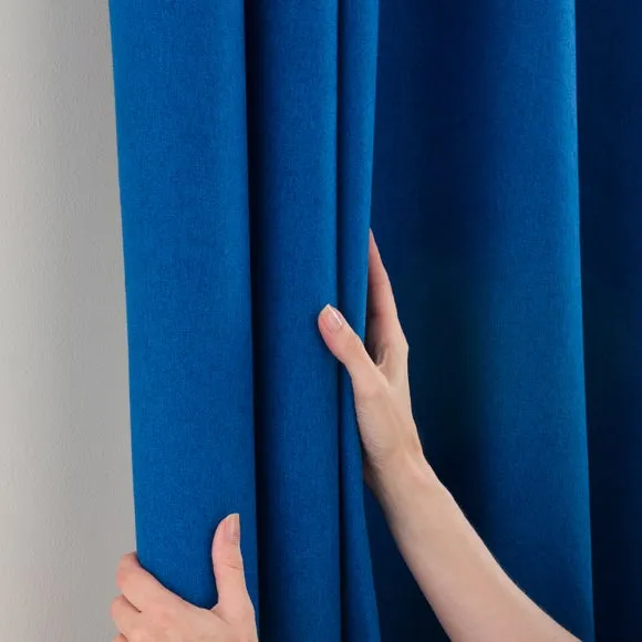 Blackout Curtains Pencil Pleat - Blue, Brushed