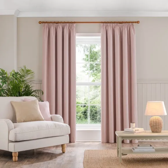 Blackout Curtains Pencil Pleat - Blush, Brushed