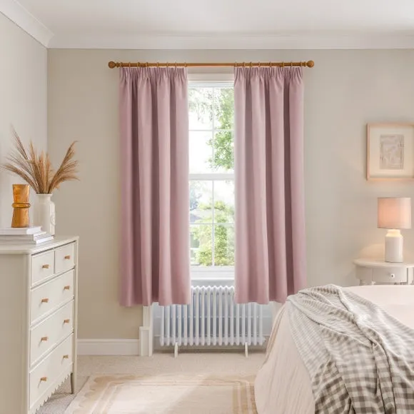 Blackout Curtains Pencil Pleat - Blush, Brushed