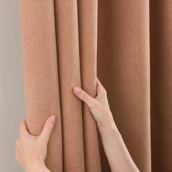 Blackout Curtains Pencil Pleat - Camel, Brushed