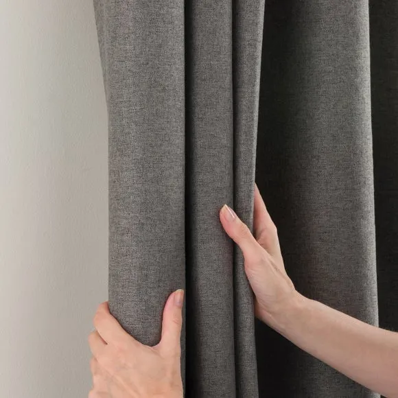 Blackout Curtains Pencil Pleat - Charcoal, Brushed