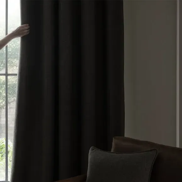 Blackout Curtains Pencil Pleat - Charcoal, Brushed