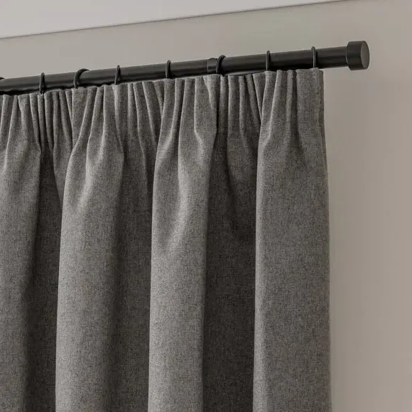 Blackout Curtains Pencil Pleat - Charcoal, Brushed