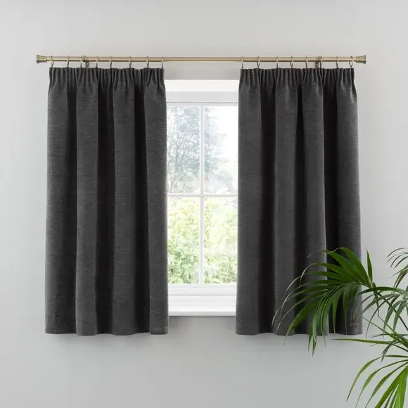 Blackout Curtains Pencil Pleat - Charcoal, Chenille