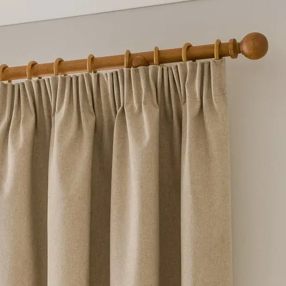 Blackout Curtains Pencil Pleat - Dark Sand, Brushed