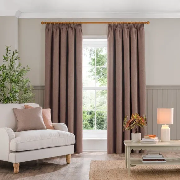 Blackout Curtains Pencil Pleat - Mocha, Brushed