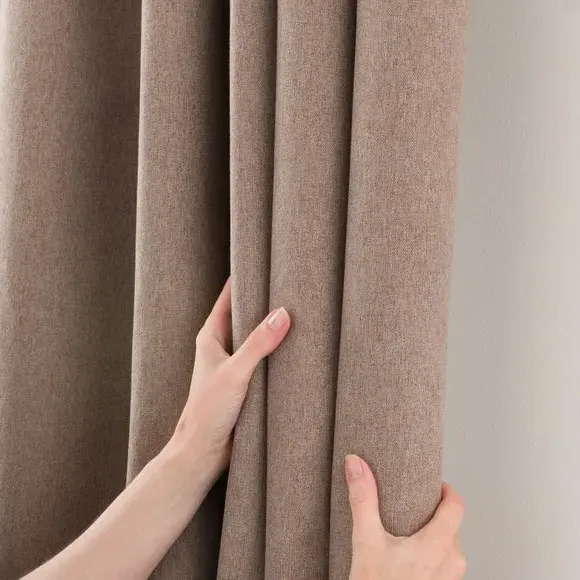 Blackout Curtains Pencil Pleat - Mocha, Brushed