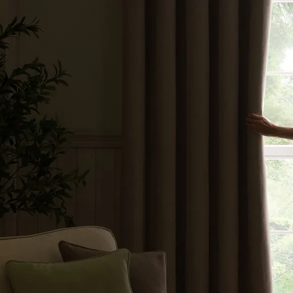 Blackout Curtains Pencil Pleat - Mocha, Brushed