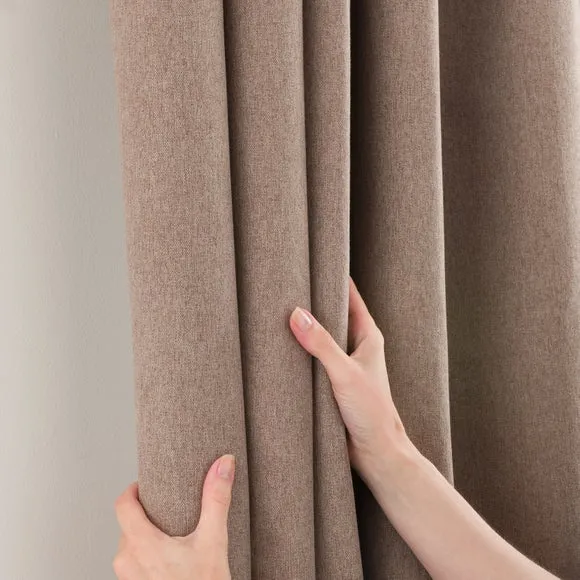 Blackout Curtains Pencil Pleat - Mocha, Brushed