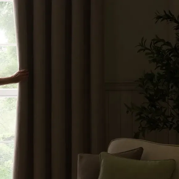 Blackout Curtains Pencil Pleat - Mocha, Brushed