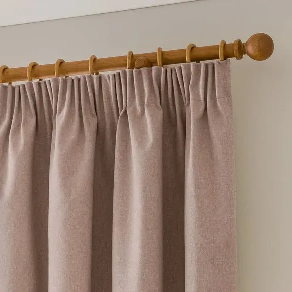 Blackout Curtains Pencil Pleat - Mocha, Brushed