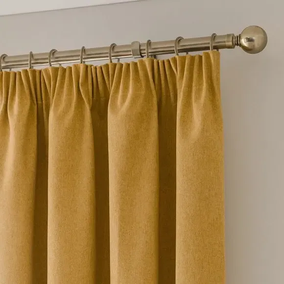 Blackout Curtains Pencil Pleat - Old Gold, Brushed