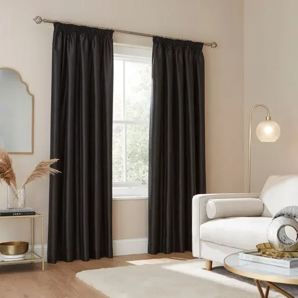 Blackout Curtains with Pencil Pleat - Black