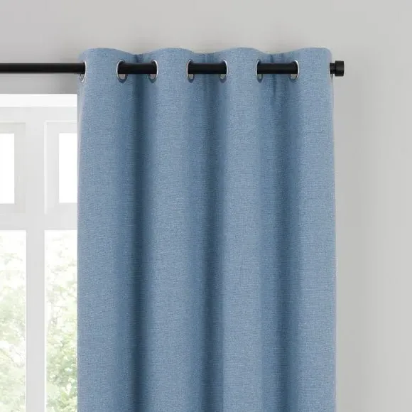 Blackout Eyelet Curtains - Ashley Blue, Polyester image