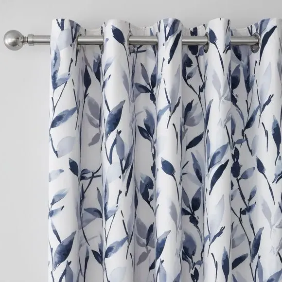 Blackout Eyelet Curtains - Blue, Polycotton image