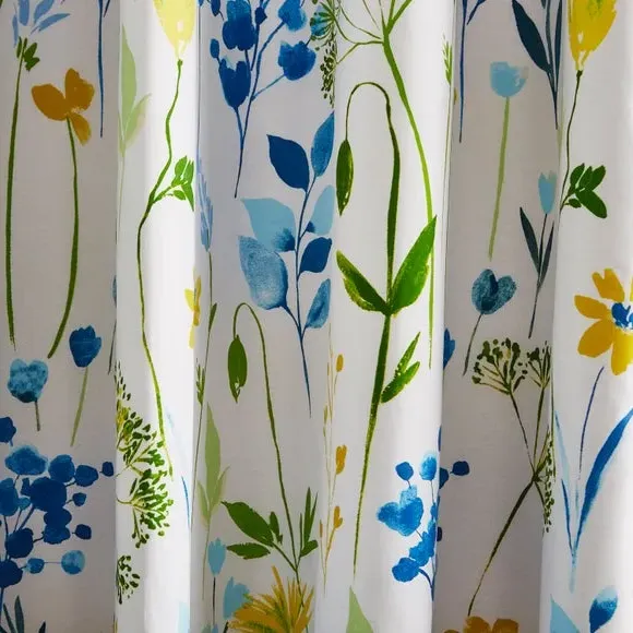 Blackout Eyelet Curtains - Blue, Polycotton