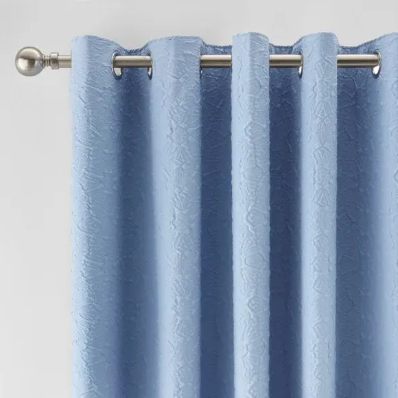 Blackout Eyelet Curtains - Blue, Polyester image