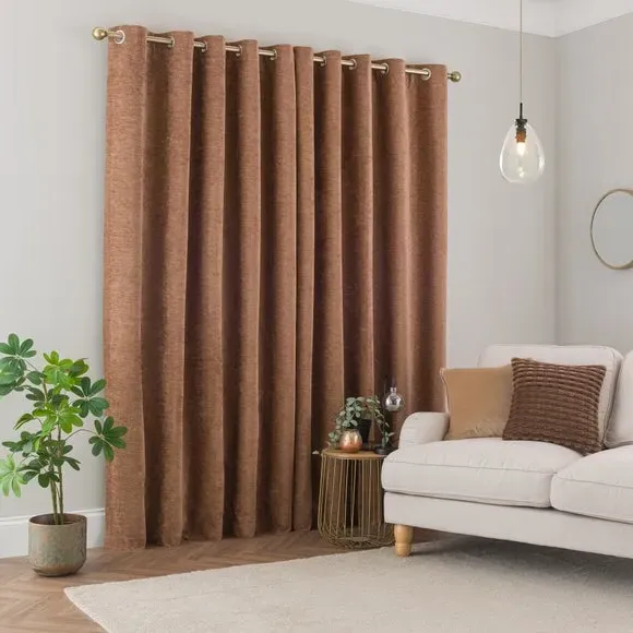 Blackout Eyelet Curtains - Bronze, Chenille