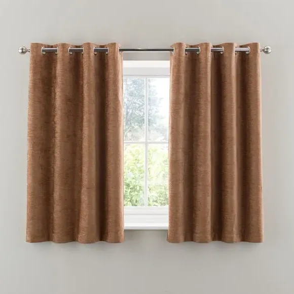 Blackout Eyelet Curtains - Bronze, Chenille