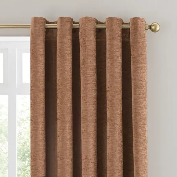 Blackout Eyelet Curtains - Bronze, Chenille