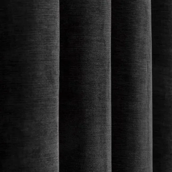Blackout Eyelet Curtains - Charcoal, Chenille