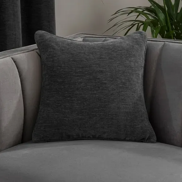 Blackout Eyelet Curtains - Charcoal, Chenille