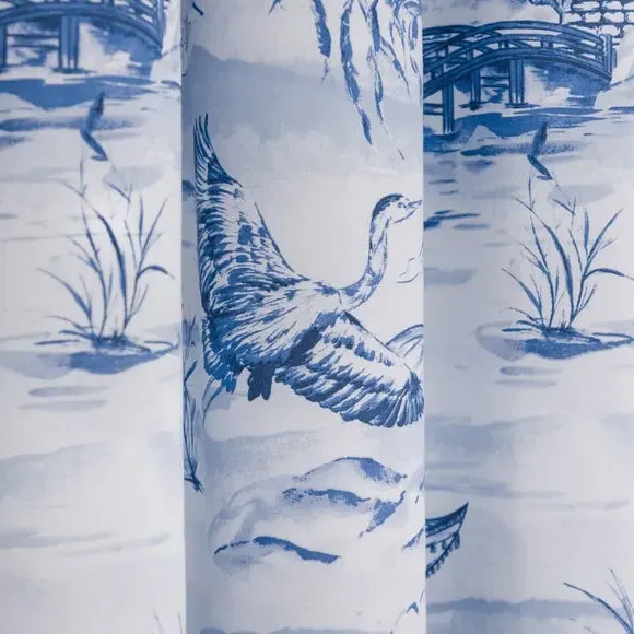 Blackout Eyelet Curtains Chinoiserie - Blue