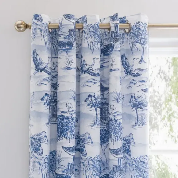 Blackout Eyelet Curtains Chinoiserie - Blue image