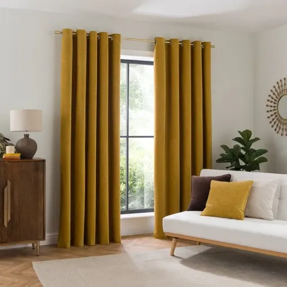 Blackout Eyelet Curtains - Citrus, Polyester