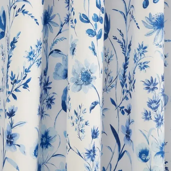 Blackout Eyelet Curtains Ditsy Print - Blue