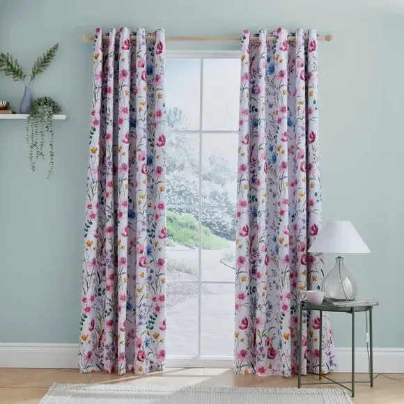 Blackout Eyelet Curtains Ditsy Print - Pink