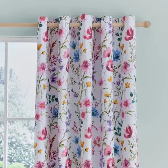 Blackout Eyelet Curtains Ditsy Print - Pink