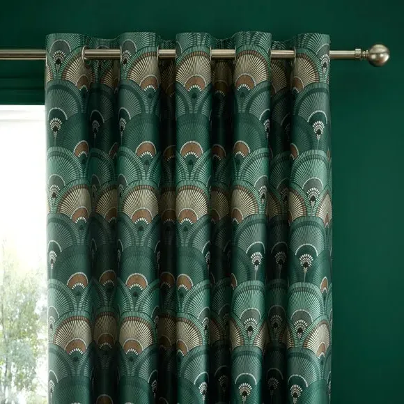 Blackout Eyelet Curtains - Emerald, Polyester image