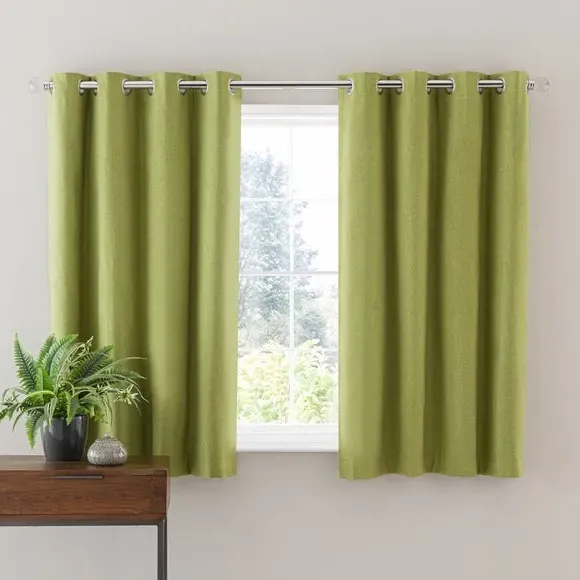 Blackout Eyelet Curtains - Fern, Brushed Fabric