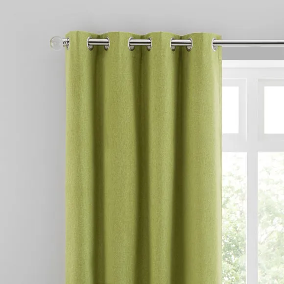 Blackout Eyelet Curtains - Fern, Brushed Fabric