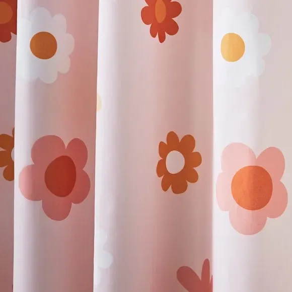 Blackout Eyelet Curtains Floral - Orange, Polycotton