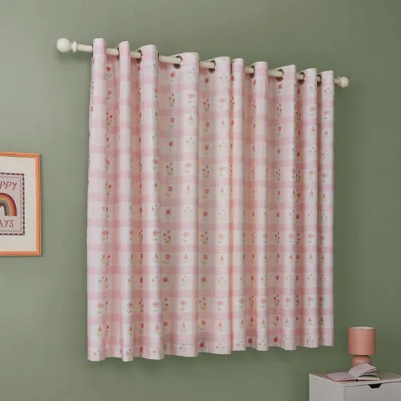 Blackout Eyelet Curtains Floral - Pink, Polycotton