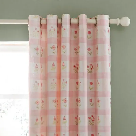 Blackout Eyelet Curtains Floral - Pink, Polycotton