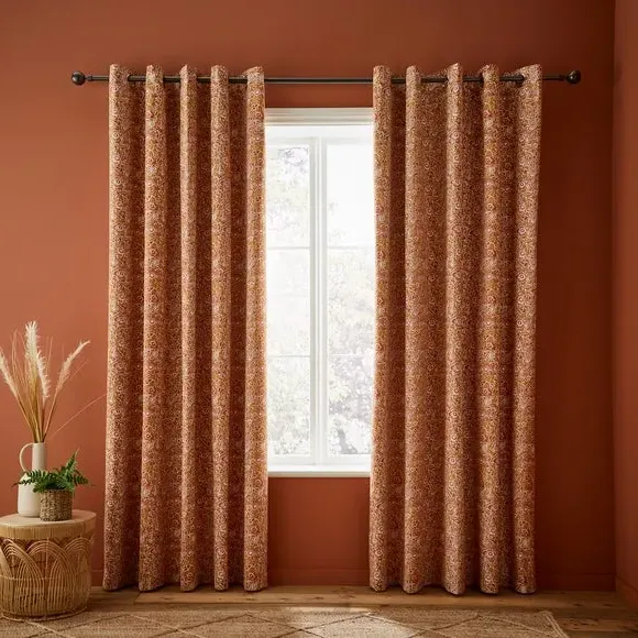 Blackout Eyelet Curtains - Gold, Cotton