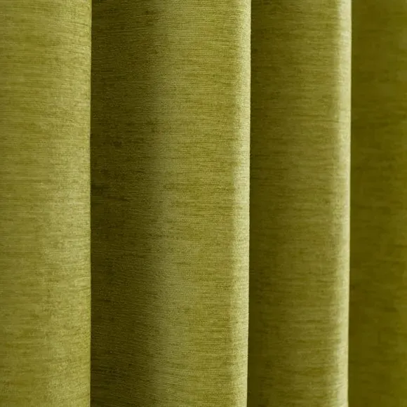 Blackout Eyelet Curtains - Green, Chenille