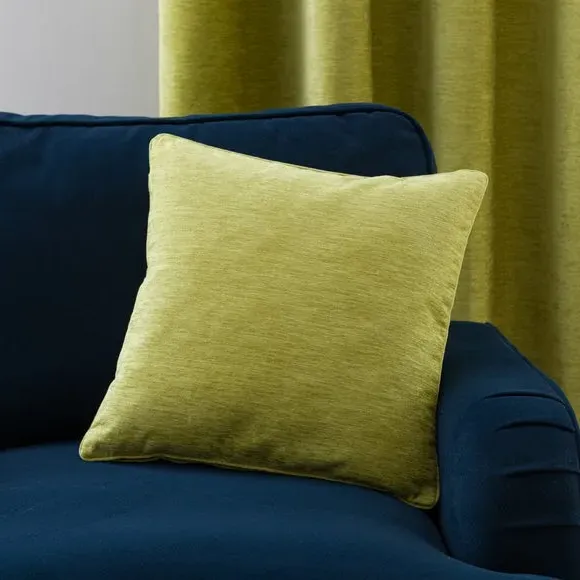 Blackout Eyelet Curtains - Green, Chenille