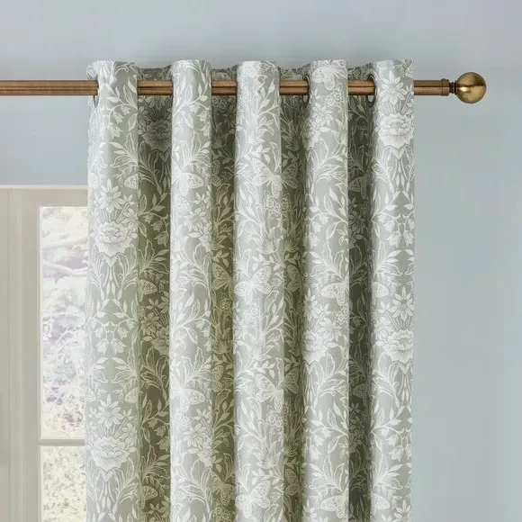 Blackout Eyelet Curtains - Green, Cotton image