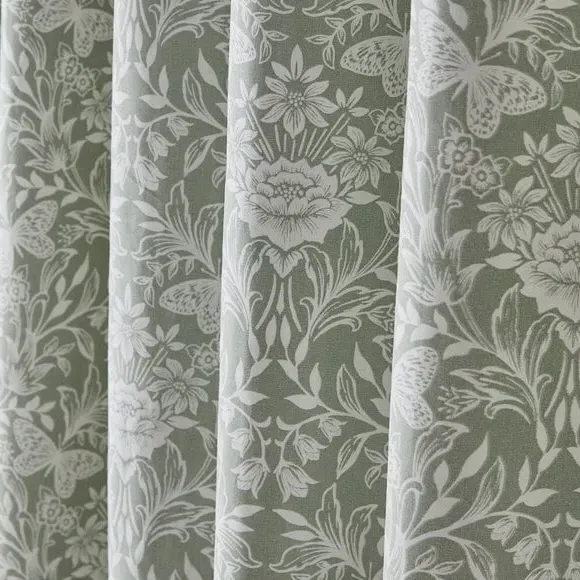 Blackout Eyelet Curtains - Green, Cotton